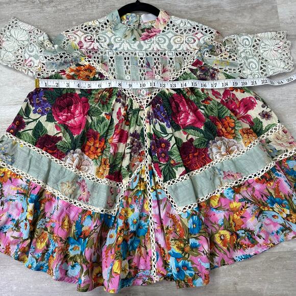 Zimmermann Floral Sundance panelled eyelet smock Blouse size 1 /US 6 - Picture 8 of 11
